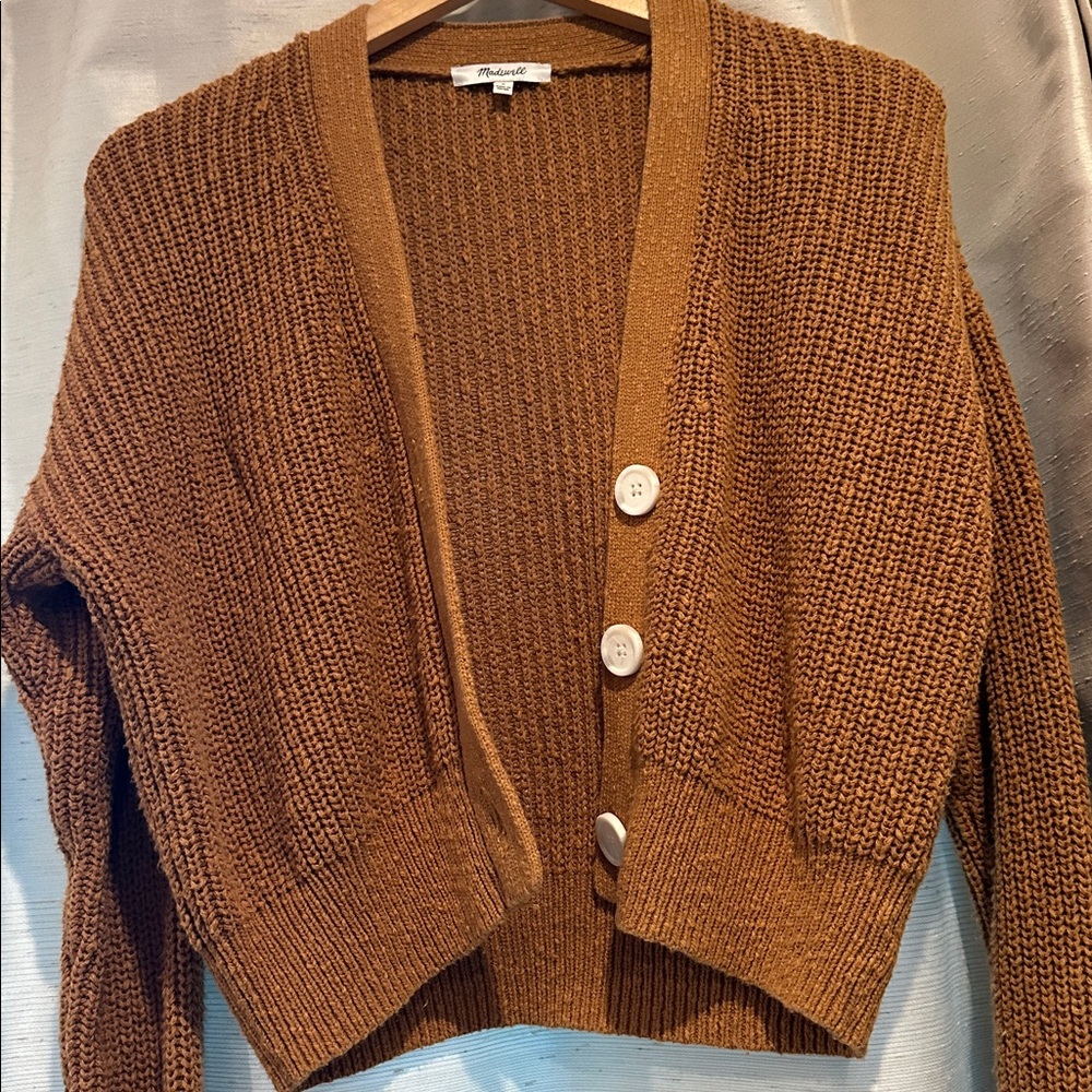 Madewell Toffee Crop Cardigan Sweater